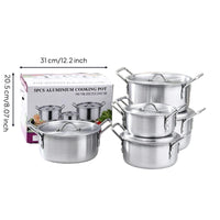 5 Pieces Aluminum Pot with Lid Lightweight Saucepot Heavy-Duty Kookpot for Home Cooks