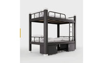 Heavy Duty Steel Bunk Bed Space Saving Bunk Bed with Cabinet Secure Furniture Surrounded for Shared Bedroom, Studio Apartment