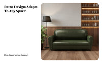 Solid Wood Frame Retro Faux Leather Sofa High Density Sponge Reception Area Sofa Coil Wrapped Cushion Vintage Design Loveseat Wear Resistant for Shopkeepers, Homeowners, Business Owners, Hair Salon, Retail Shop, Office, Living Room