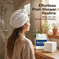 Hair Towel Wrap Turban for Women with Super Absorbent Quick Drying Design, Single Use Cap for Travel and Gym, Portable