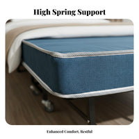 Space Saving Foldable Guest Bed Easy Storage Folding Bed with Mattress Comfortable Single Folding Cot Supportive for Guests, Adults, Hotel, Home, Office