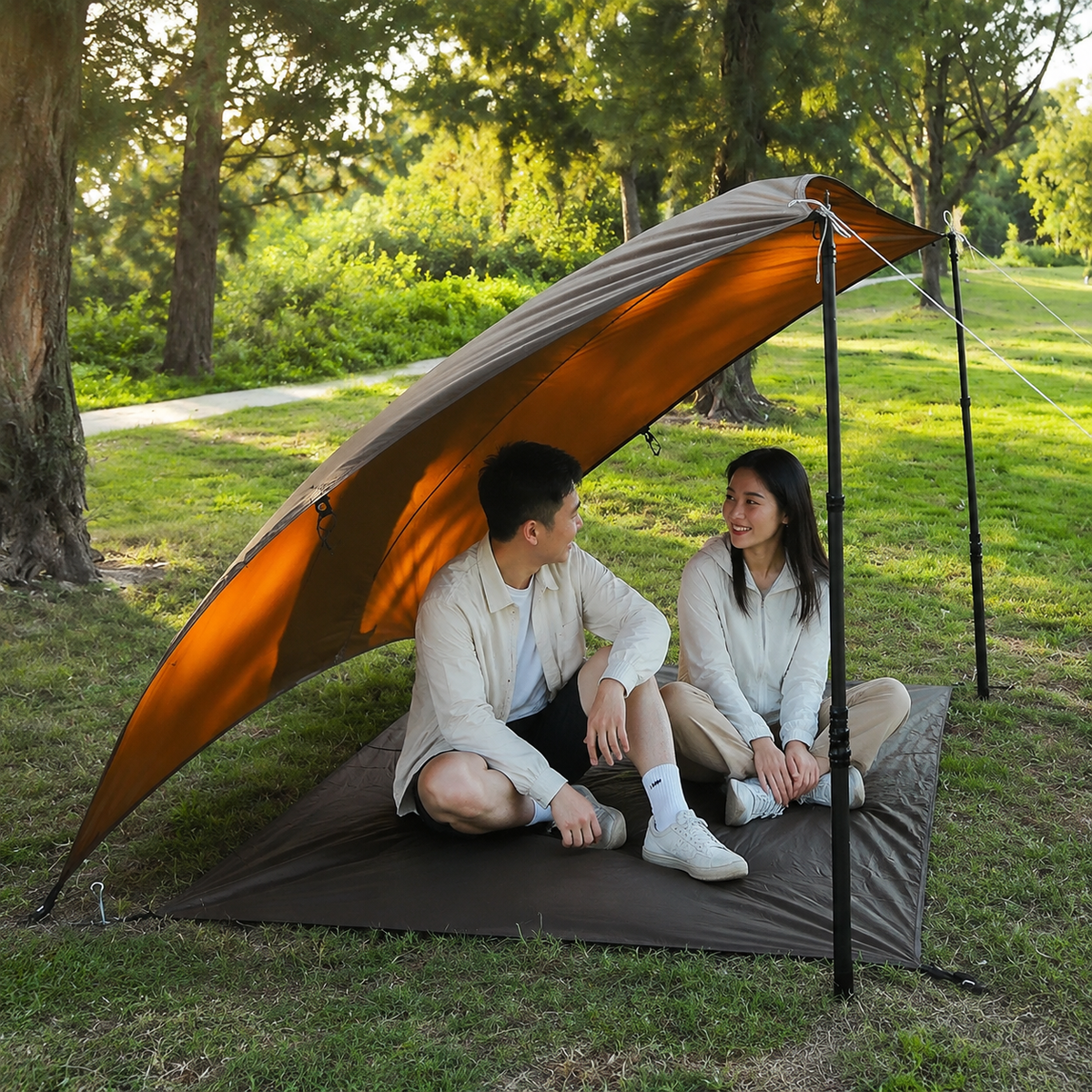 Camping Tarp Waterproof Rectangular Tarp 210cm×140cm With Storage Bag Outdoor Sun Shade