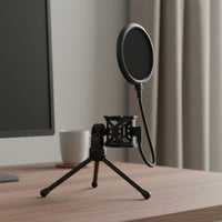 Tripod Sound Input Instrument Stand Foldable Sound Input Instrument Plosive Screen Stand Universal Desktop Mic Tripod for Podcasters
