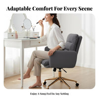 Scalloped Back Chair Height Adjustable Vanity Stool Comfortable Cushion Thick Cushioning for Women, Home Office Workers, Bedroom