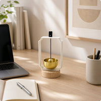 Decorative Wind Chime Small Shelf Accent Wood Base Bell Minimalist Design