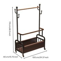Rolling Clothes Rack with Hanging Attachments Freestanding for Entryway