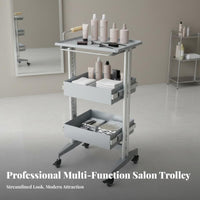 Multiple Drawers Multi-Drawer Salon Mobile Organizer Push Handle 2-Drawer Rolling Tool Mobile Organizer 360° Swivel Wheels Workstation Trolley Heavy-Duty for Hair Stylists, Beauty Professionals, Spa Technicians, Barbershop