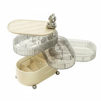 Rotatable Design four-tier Rotating Organizer Compartmentalized four-tier Rotating Storage Case Space-Saving Jewelry Box Multi-Functional for Women, young women, Students, Desktop, Dressing Table, Bedroom, Dorm Room