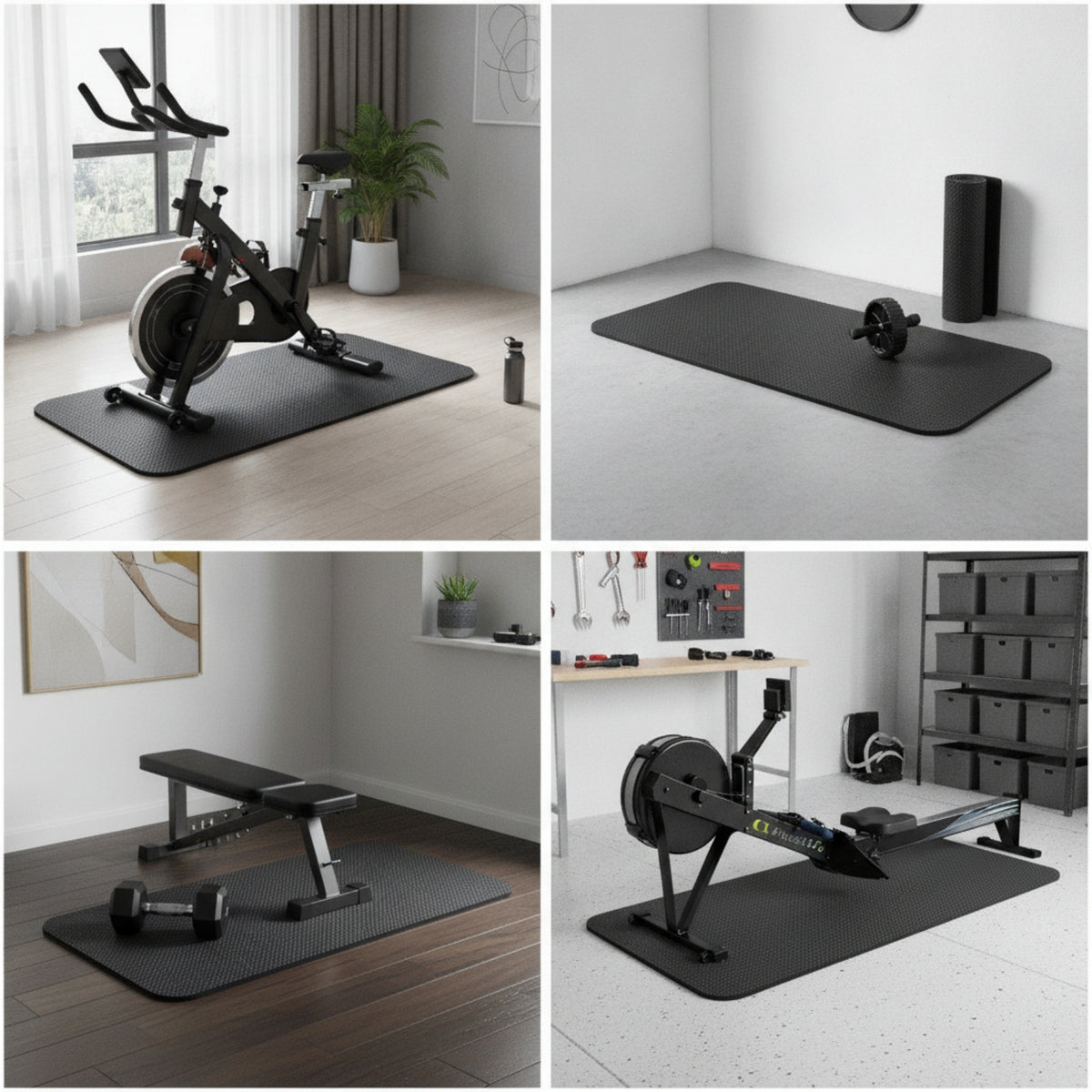 2 Pieces Silicone Exercise Mat Rollable Floor Protection Mat Foldable Flooring for Athletes