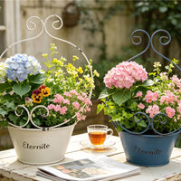 Metal Flower Container Multi Purpose Plant Holder Colorful for Balcony