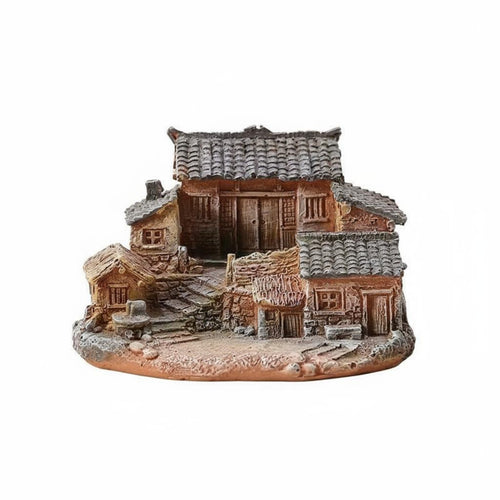 Bonsai House Ornament Detailed Craftsmanship Rustic Village Figurine for Desktop