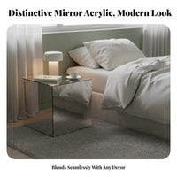 Mirrored Side Table Minimalist Design Mirrored Cube Stand Geometric Shape Multi-Functional for Homeowners, Bedroom, Photo Studio