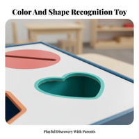 Develops Hand-Eye Coordination Color Shape Sorting Box Sturdy Wood Construction Shape and Color Matching Toy Chunky Pieces Child-Centered Sorting Box Ideal Gift for Preschoolers, Toddlers, Kindergarten, Preschool, Nursery