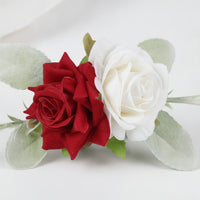 Artificial Rose Decoration Layered Faux Flower Accent with Leaves Cake Flower Topper Lightweight Cake Topper with Flowers