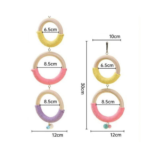 3 Pieces Bird Enclosure Swing Loop Natural Wood Hanging Bird Loop Anxiety Relief