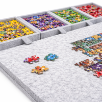 Portable Puzzle Table with Drawers for Adults and Home Use, Foldable Tilting Stand for Indoor Puzzling, Felt Surface with Storage