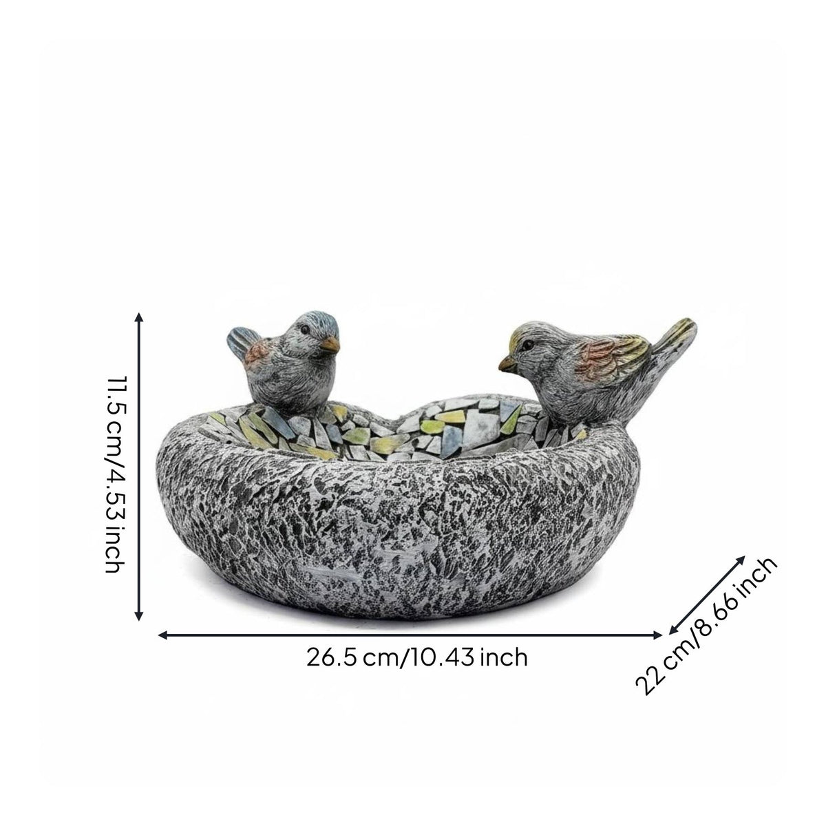 Resin Bird Bath Weather-Resistant Outdoor Birdbath Bowl Crafted-Look Look