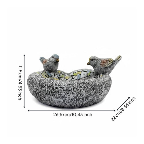 Resin Bird Bath Weather-Resistant Outdoor Birdbath Bowl Crafted-Look Look