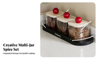 Light Luxury Design Kitchen Seasoning Container Set Food Grade Material Seasoning Box Set Lid and Spoon Included for Chefs, Foodies, Pantry