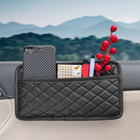 Quilted Car Storage Pouch Leather-Like Car Organizer with Pocket Space-Saving Long-Lasting for Road Trips