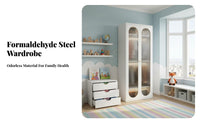 French Cream design 2-Door Armoire Large Capacity 2-Door Wardrobe Multiple Color choices Bedroom Furniture configurable Design for Children, Families, Homeowners, kid's Room, Nursery, Playroom, Apartment