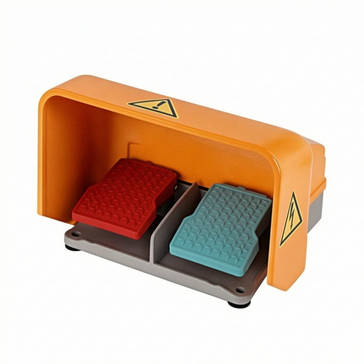 Double Foot Switch with Cover Guarded Two-Pedal Pedal Switch with Guard Heavy-Duty for Users, Machinists, Machine Control, Factories, Workshops