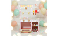Dessert Shop Playset Simulation Design Pretend Dessert Cart Solid Wood Construction Ice Cream Stand Toy for Kids