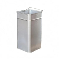 Square Metal Trash Can Insert Side Handle Loop Galvanized Metal Container Rounded Top Edges Household Bin