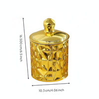 Gold Trim Canister Multi-Functional Round Decorative Container Lightweight Lidded Storage Jar for Office Desk