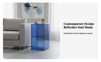 Colored Acrylic Cube Table Built-in Magazine Holder Clear Occasional Table