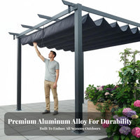 Freestanding Yard Awning Outdoor Structure Garden Gazebo Sun Shade Canopy Adjustable Retractable Shelter Water Resistant for Family Gatherings Parties Backyard Relaxation