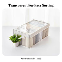Stackable Textile Drawer Transparent Lid Stackable Sliding Basket Foldable