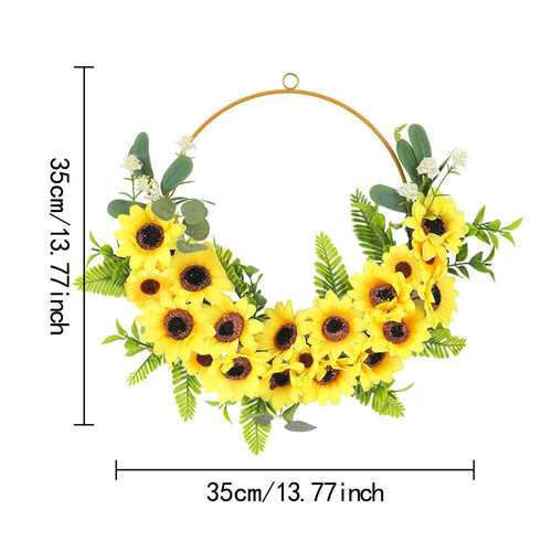 Artificial Floral Sun Wreath Bright Yellow Floral Entryway Wreath Full Look Home Decoration