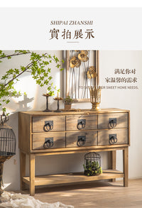 美式复古实木玄关柜子仿古原木色拆装客厅店铺橱窗展示木质装饰柜