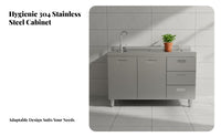 Stainless Steel Kitchen Cabinet Water Resistant and Oil-Resistant Built-in Kitchen Counter Cabinet Rust-Resistant 2 Door Storage Cupboard for Families