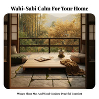 sectioned Wooden Bed Base Japanese aesthetic Bedroom Furniture Wabi-Sabi Design Mattress Foundation for Guesthouse Owners, Minimalists, woven mat Room, Balcony