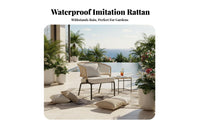 Waterproof 4-Piece Sofa and Armchair Set Rattan Weave Design 4-Piece Woven Sofa Group All-Weather Outdoor Furniture UV-Resistant for Hospitality Businesses, Party Hosts, Garden, Sunroom, rearyard, Balcony