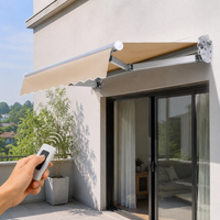 Electric Retractable Awning 2m Polyester Wall-Mounted Type Sun Shade Veranda Terrace Sun Protection UV Block