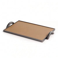 Tray with Handles Textured Rectangular Tray with Metal Handles Elegant for Coffee Table