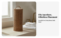 Rattan Design Toilet Paper Holder Debris-Protected Resistant Toilet Paper Holder Basket Cylindrical Towel Storage Bin