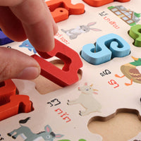 Interactive Wooden Puzzle Board Cognitive Wooden Puzzle Preschool Learning Board Movable for Toddlers