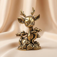 Brass Deer Statue Antique Style Tea Pet Deer Ornament Artisanal Appearance Home Decor for Desktop