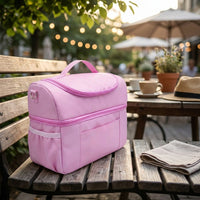 Travel Bag and Tote Bag for Women, Cool Bag with 2 Compartments and External Pockets, Portable Picnic Bag or Delivery Bag, Single Shoulder Strap