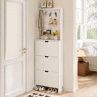 Slim Shoe Box, Flip-Type, Shoe Cabinet, Slim, Entrance Storage, Shoe Box, For Rental, Apartment, Warm White
