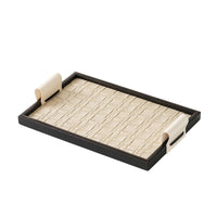 Square Tray with Handles Modern Woven Texture Tray Rustic for Vanity