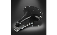 Vintage-Style Cycle Saddle with Springs Sprung Leather Cycle Saddle Riveted Retro Bike Seat Shock-Absorbing for Hobbyists, Commuters, Cruiser Bikes