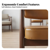 Upholstered Wood Armchair Nordic Design Dining Seat With Armrests Ergonomic Backrest for Business Owners, Meeting Room, Kitchen