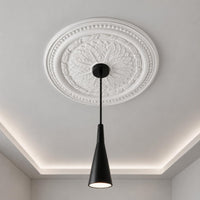 Round Ceiling Medallion Flower Relief Pattern Ornate Ceiling Floral Ornament