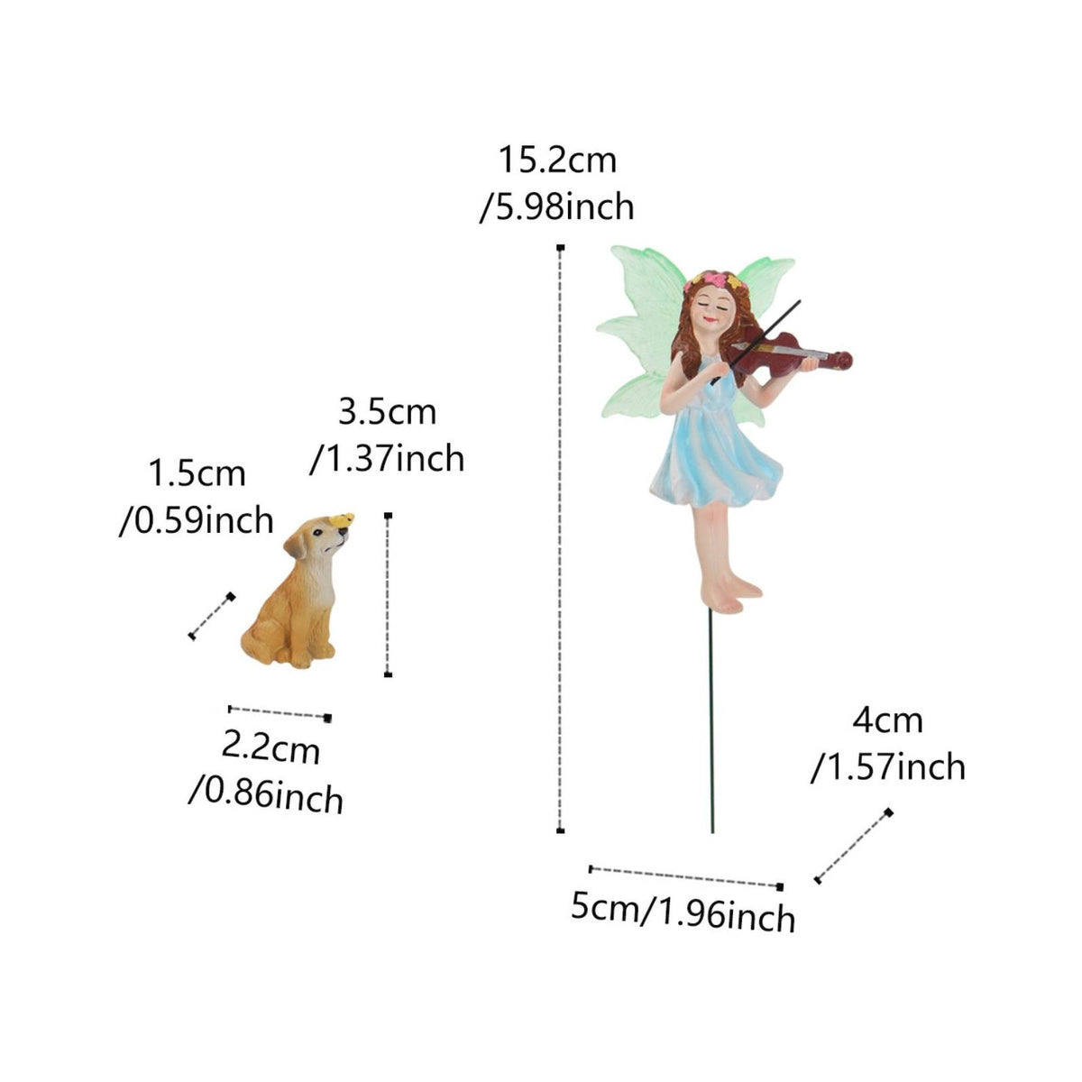Luminous Fairy Garden Decor Stake Glow in the Dark Fairy and Dog Figurine Set Resin Craft for Bonsai