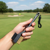 Double-Sided Golf Club Brush Sturdy and Long Handle Golf Brush Portable Attachable Sports Accessory for Golfers
